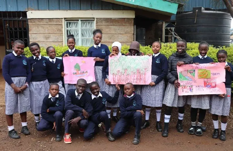 Ri-Ki competition - students showcasing the drawings showing their solutions for climate issues